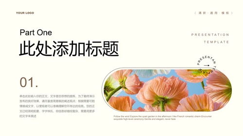 浅色极简清新总结汇报通用PPT演示模板