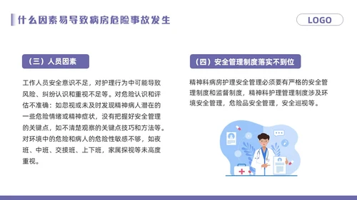 紫色卡通精神科病房安全管理PPT模板宣传PPT动态PPT