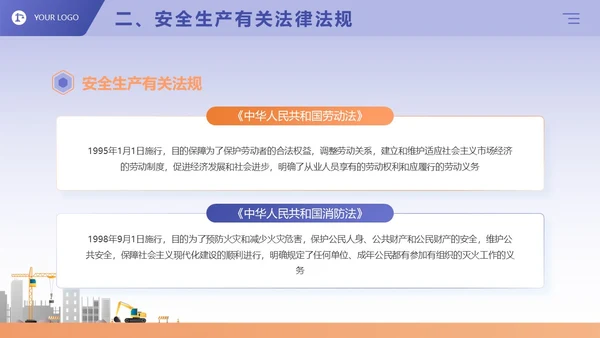 蓝紫色卡通商务风企业三级安全教育演讲培训课件PPT模板