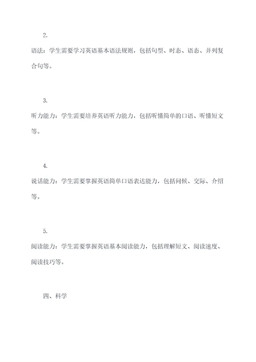 武汉小学课本知识点