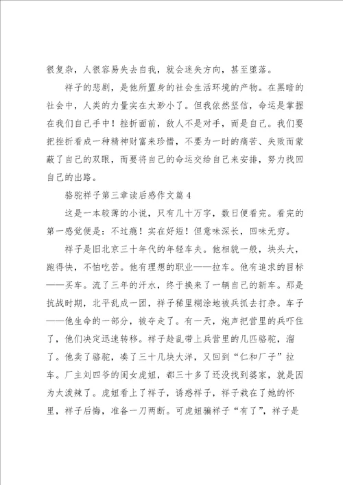 骆驼祥子第三章读后感作文9篇