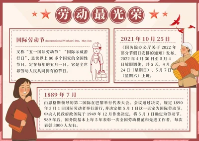 红色卡通复古五一劳动最光荣手抄报word模板