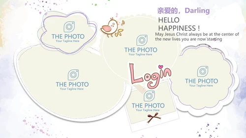 手绘蓝色小清新旅行电子相册PPT动态模板