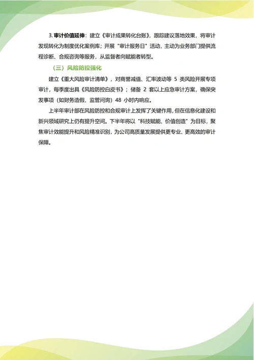 审计部年中工作总结(年度年终通用)