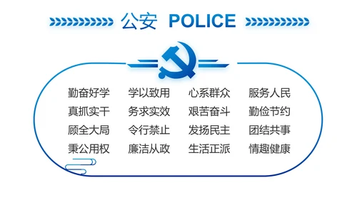 蓝色大气交警执勤执法PPT动态模板