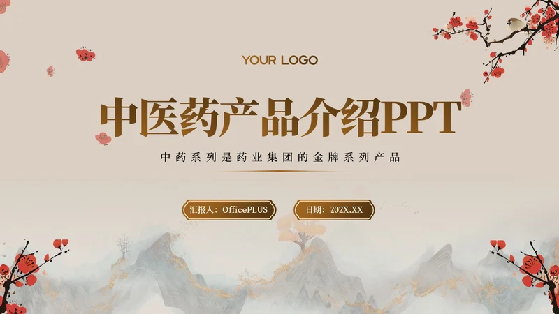 红棕色中医药产品介绍PPT模板