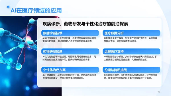 蓝色3D风AI人工智能趋势汇报PPT模板