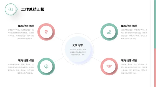 粉绿色简约形状微粒体工作总结述职报告未来规划PPT