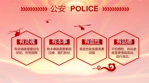红色公安年终工作总结新年计划PPT