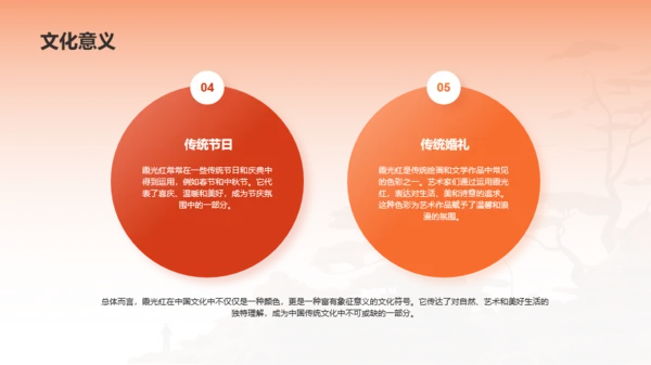 橙色水墨中国传统配色霞光红介绍PPT模板