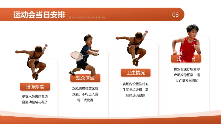 橙色现代风校园运动会活动策划方案PPT模板
