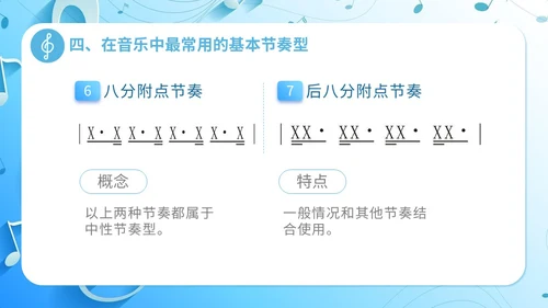 简约浅蓝色音乐课堂的节奏训练音乐PPT课件