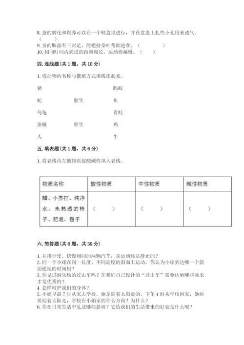 教科版三年级下册科学期末测试卷及参考答案（考试直接用）.docx