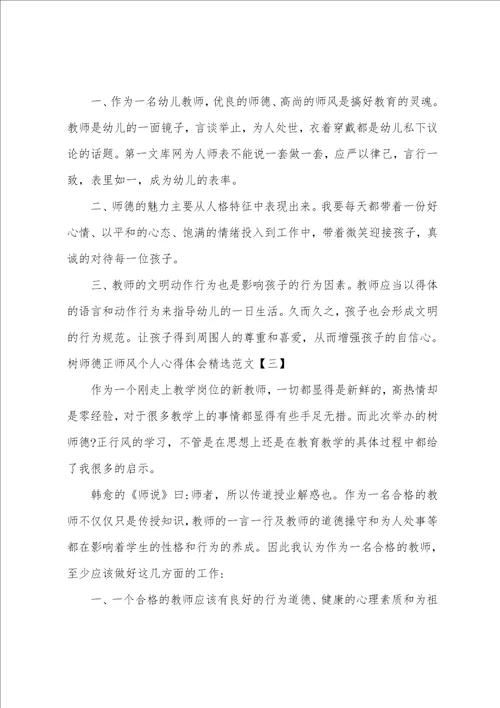 树师德正师风个人心得体会精选范文