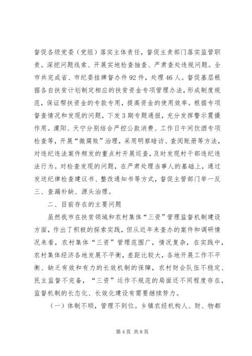 关于农村扶贫领域和农村集体三资管理监督机制建设情况调研材料.docx