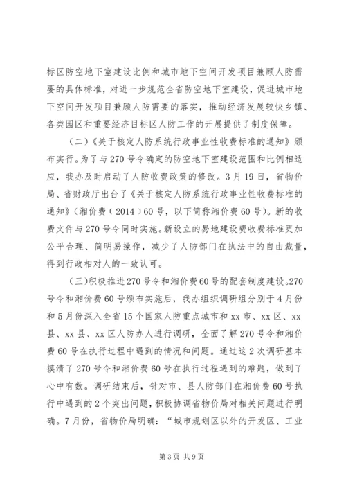 人防办依法行政工作报告.docx