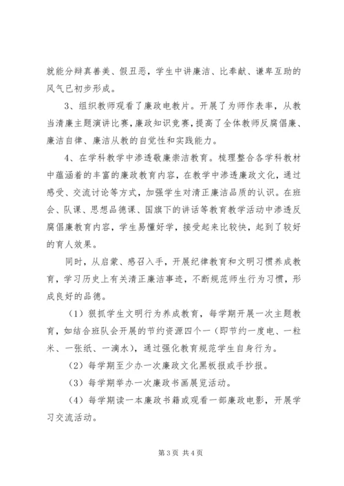 小学廉政文化进校园汇报材料.docx