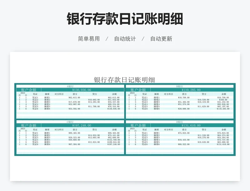 银行存款日记账明细