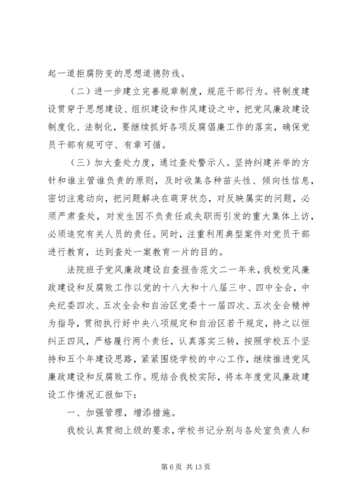 法院班子党风廉政建设自查报告.docx