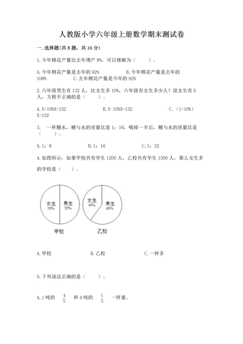 人教版小学六年级上册数学期末测试卷精品【突破训练】.docx