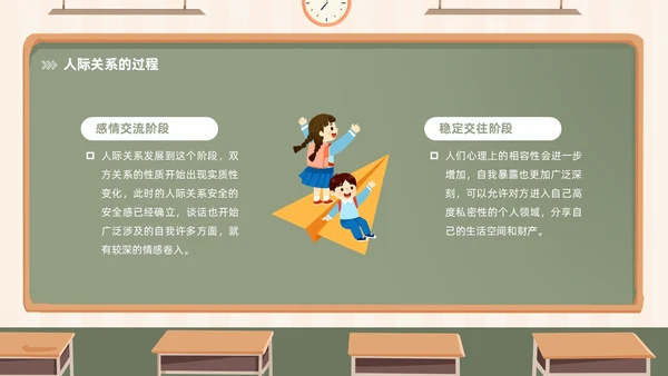 插画风黑板风校园人际关系边界感主题班会PPT