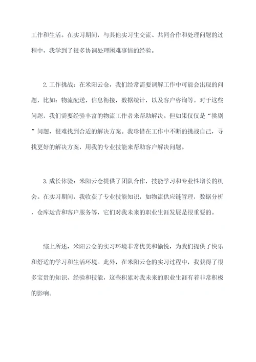 米阳云仓实习报告