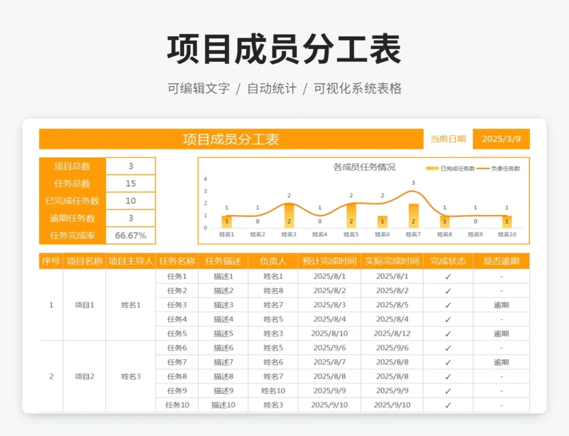项目成员分工表