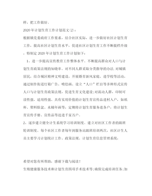 精编之计划生育工作计划范文2篇.docx