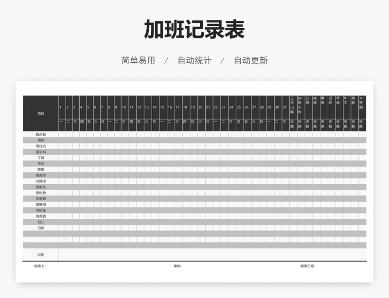 加班记录表