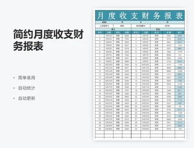 简约月度收支财务报表