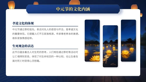 蓝金色中国风中元节文化文化宣传人员与活动策划者的指南PPT模板