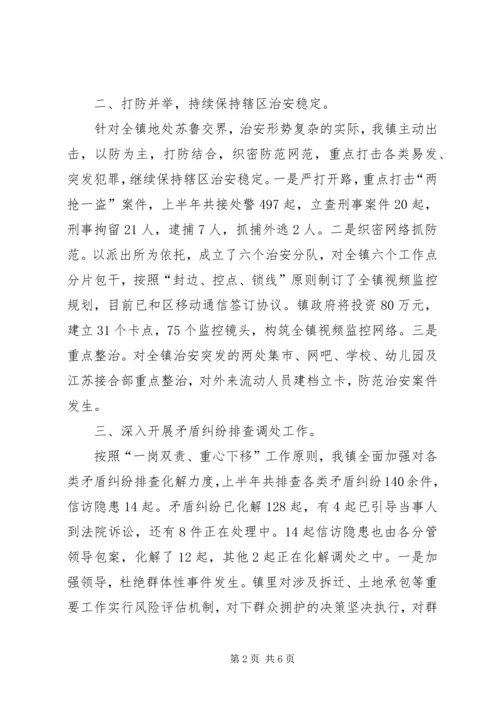 乡镇某年综治工作上半年工作总结及下半年工作打算.docx