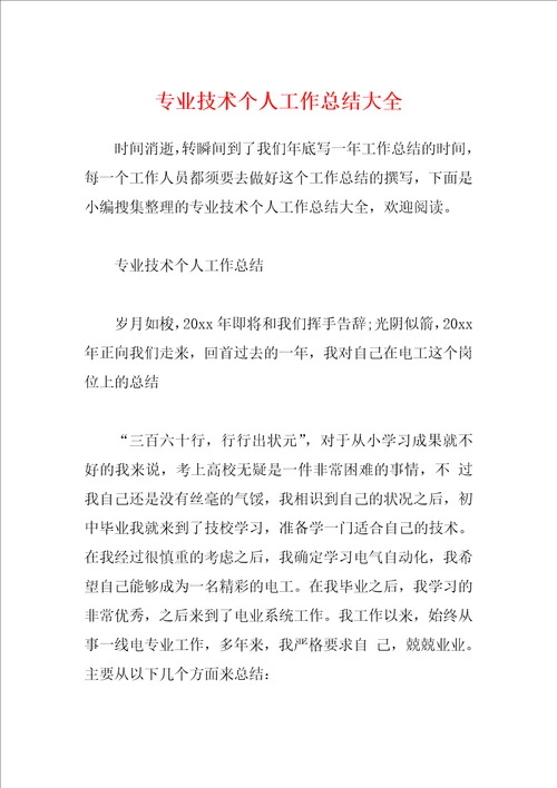 专业技术个人工作总结大全