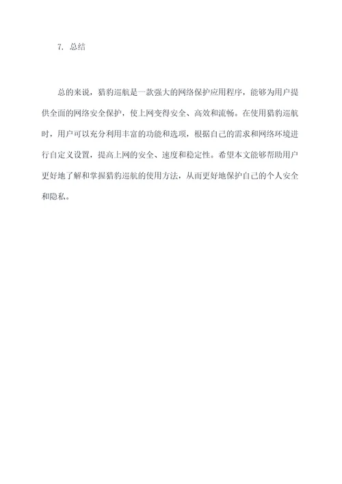 猎豹巡航使用方法