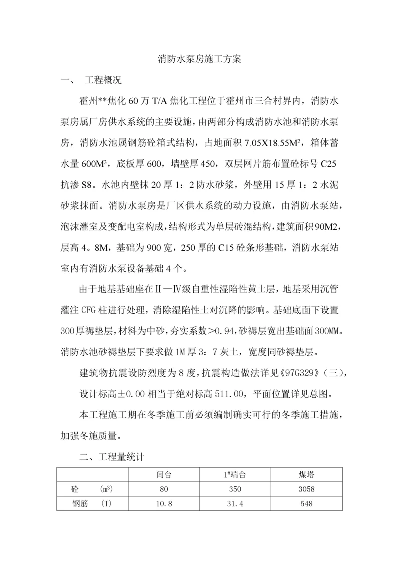 消防水泵房施工方案[1].docx