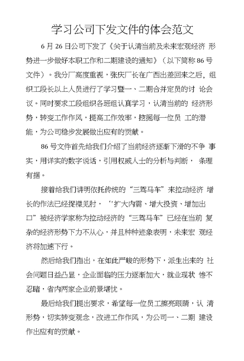 学习公司下发文件的体会范文