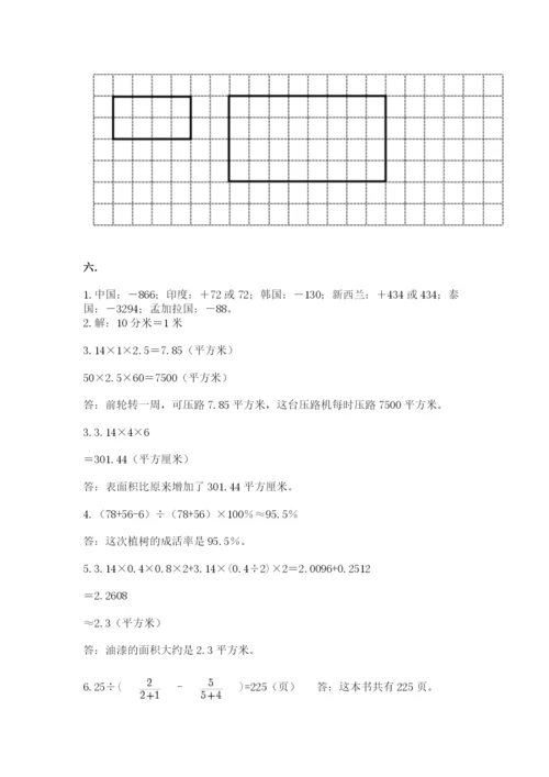 小学六年级下册数学摸底考试题含答案（研优卷）.docx