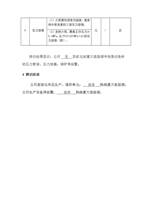 重大危险源辨识记录表