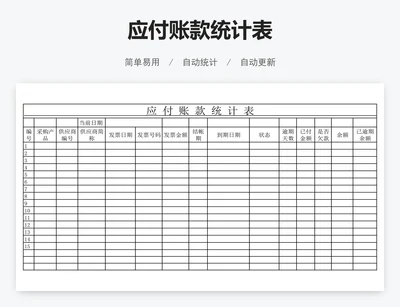 应付账款统计表