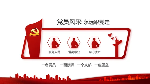 红色党建党支部述职报告学习教育PPT