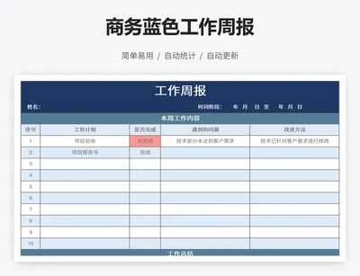 商务蓝色工作周报
