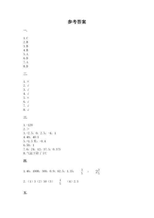 小学六年级数学期末自测题附参考答案（培优）.docx