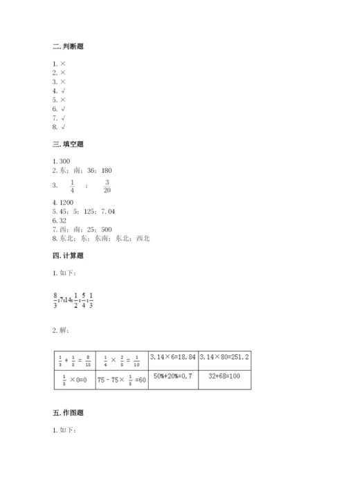 人教版六年级上册数学期中考试试卷及参考答案（夺分金卷）.docx