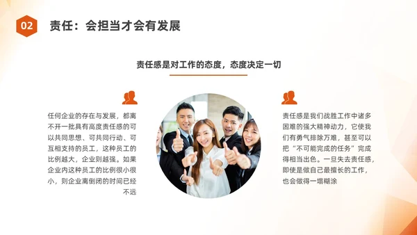 橙色简约员工职业素养培训企业培训PPT课件
