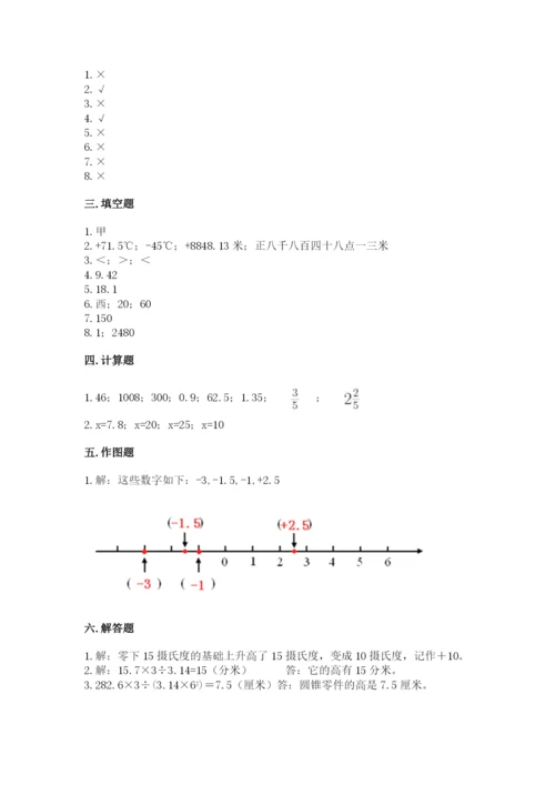 冀教版小学六年级下册数学期末综合素养测试卷【新题速递】.docx