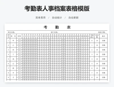 考勤表人事档案表格模版