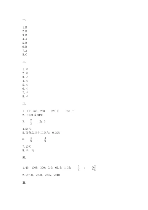 苏教版数学六年级下册试题期末模拟检测卷及参考答案（达标题）.docx
