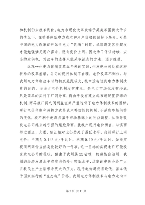 发电公司生产经营状况调研报告.docx