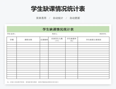 学生缺课情况统计表