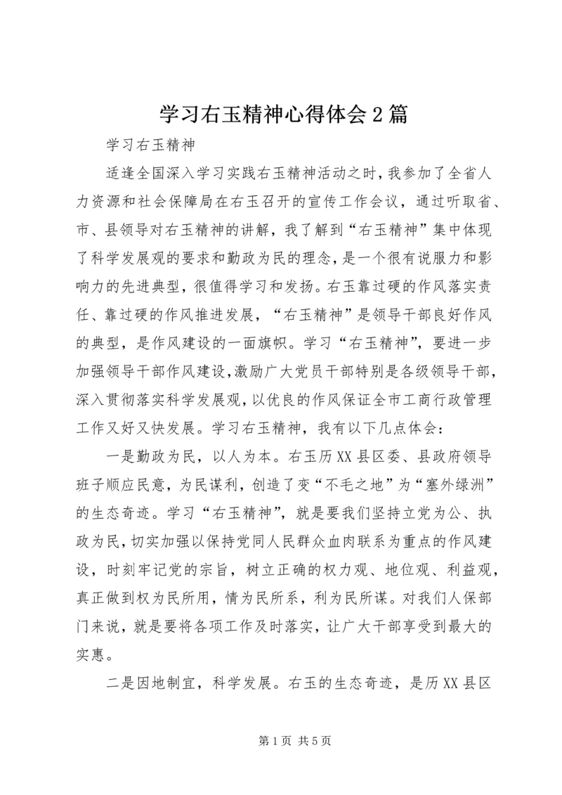 学习右玉精神心得体会2篇.docx